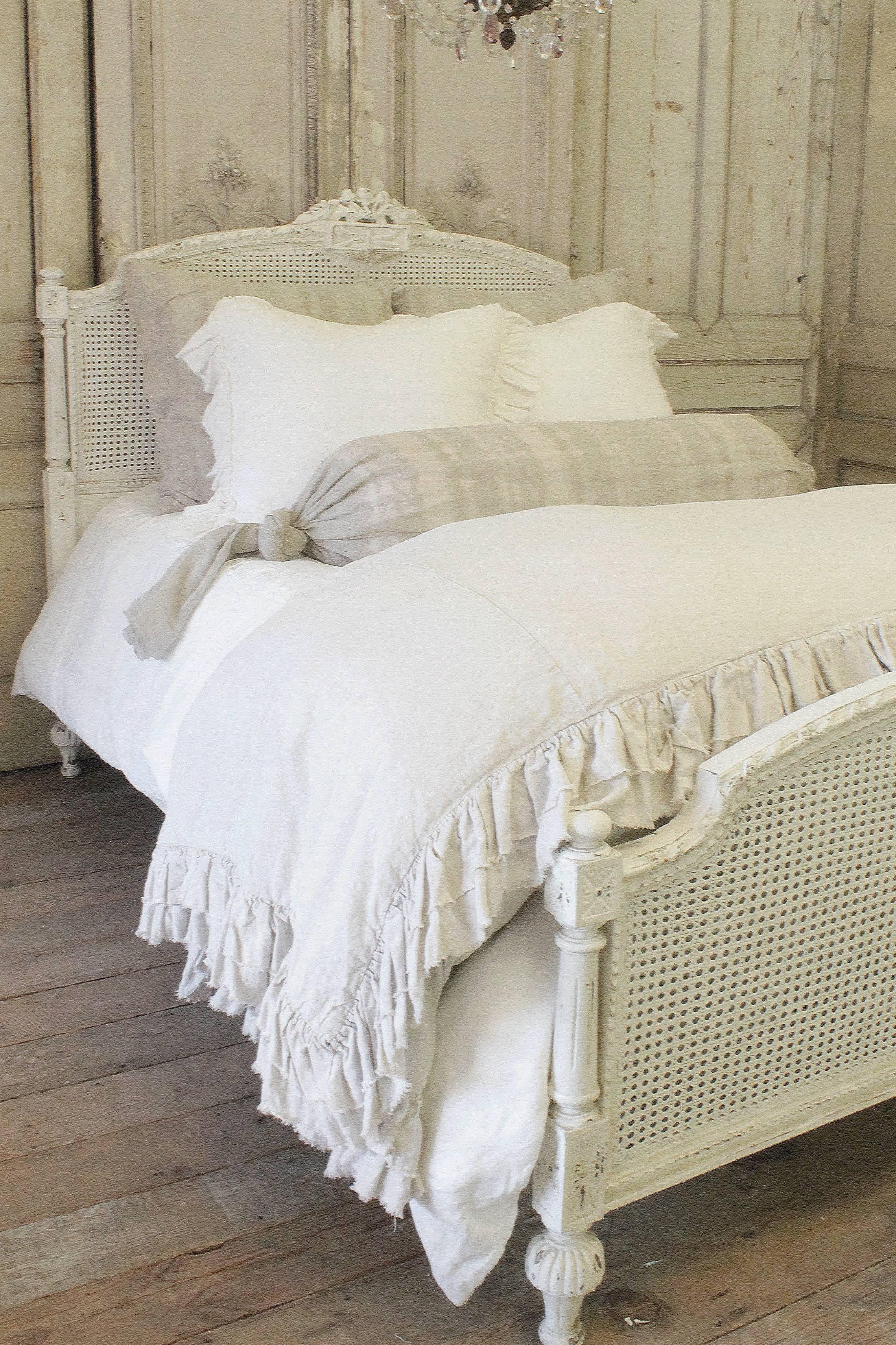 French Painted Louis XVI Queen-Size Bed Frame 1