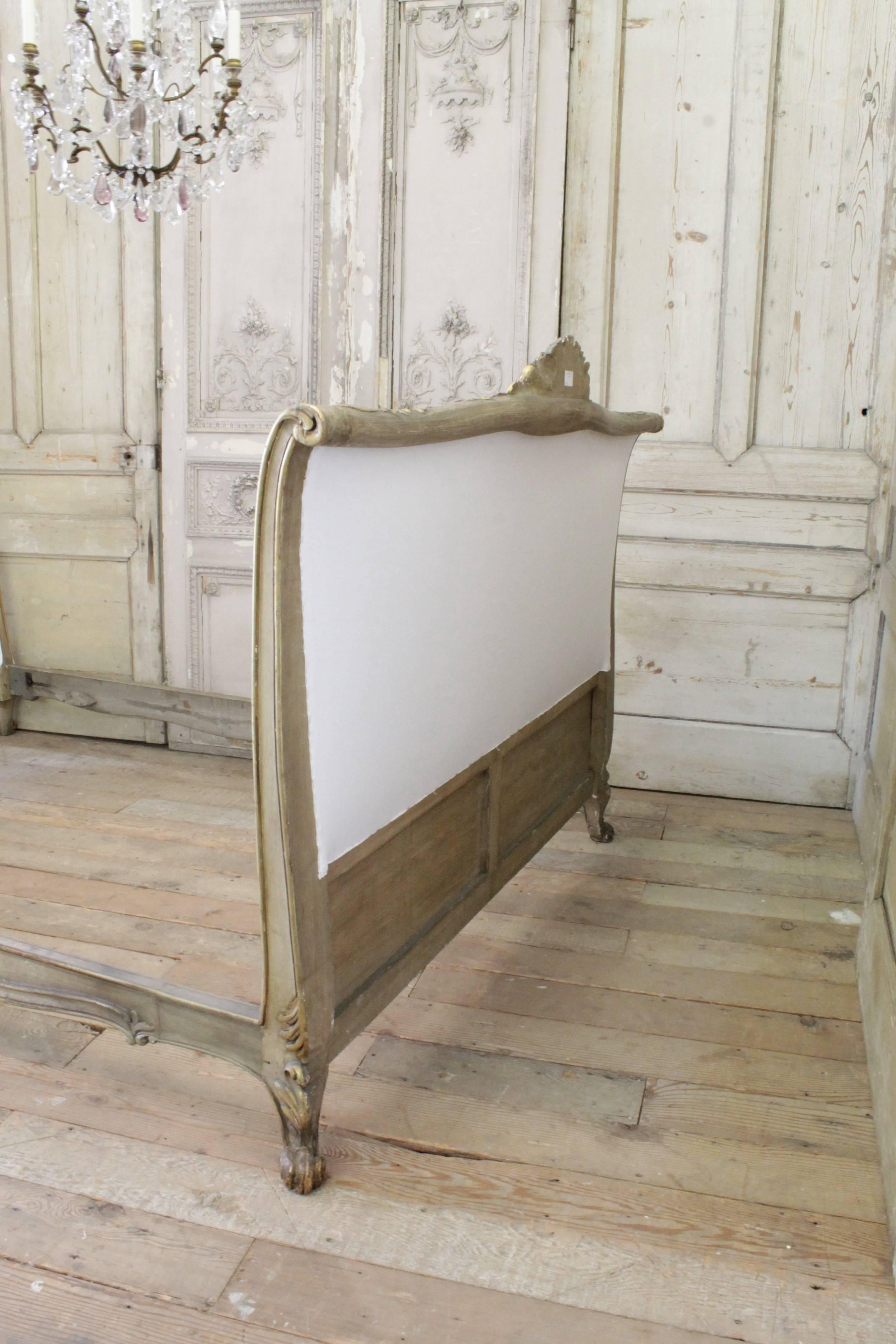 French Louis XV Painted and Giltwood Queen Bed 4