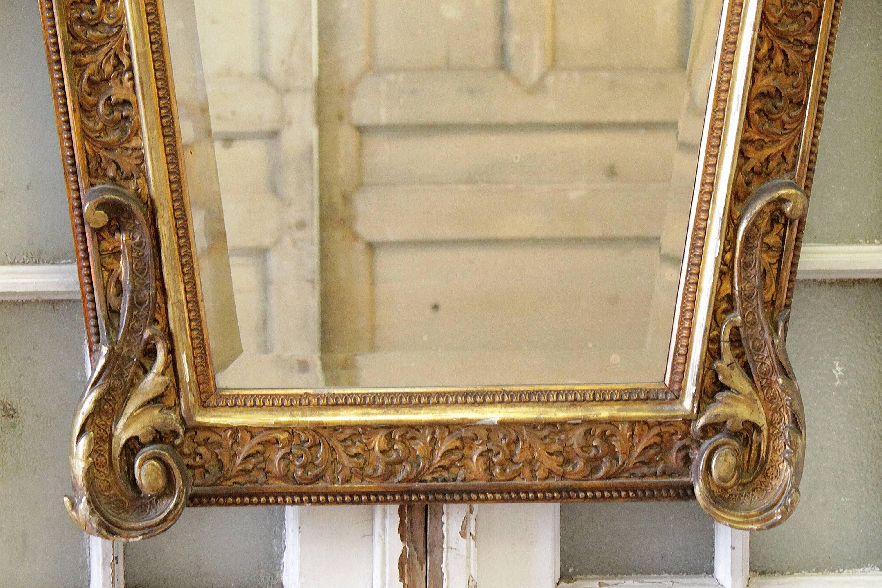 Rare French 19th Century Pair of Giltwood Cherub Mirrors For Sale 1