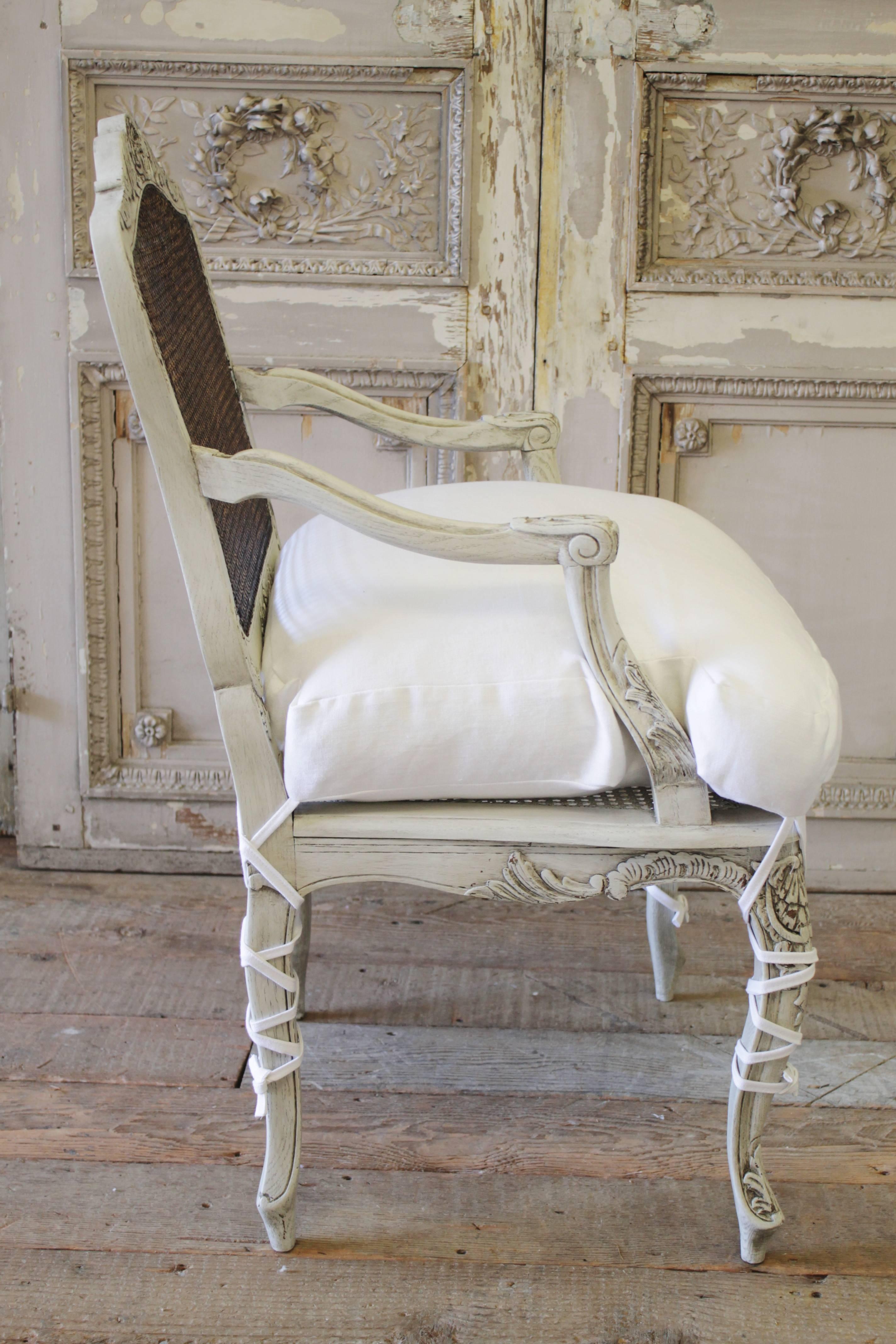 Down Painted 19th Century French Cane Back Chair