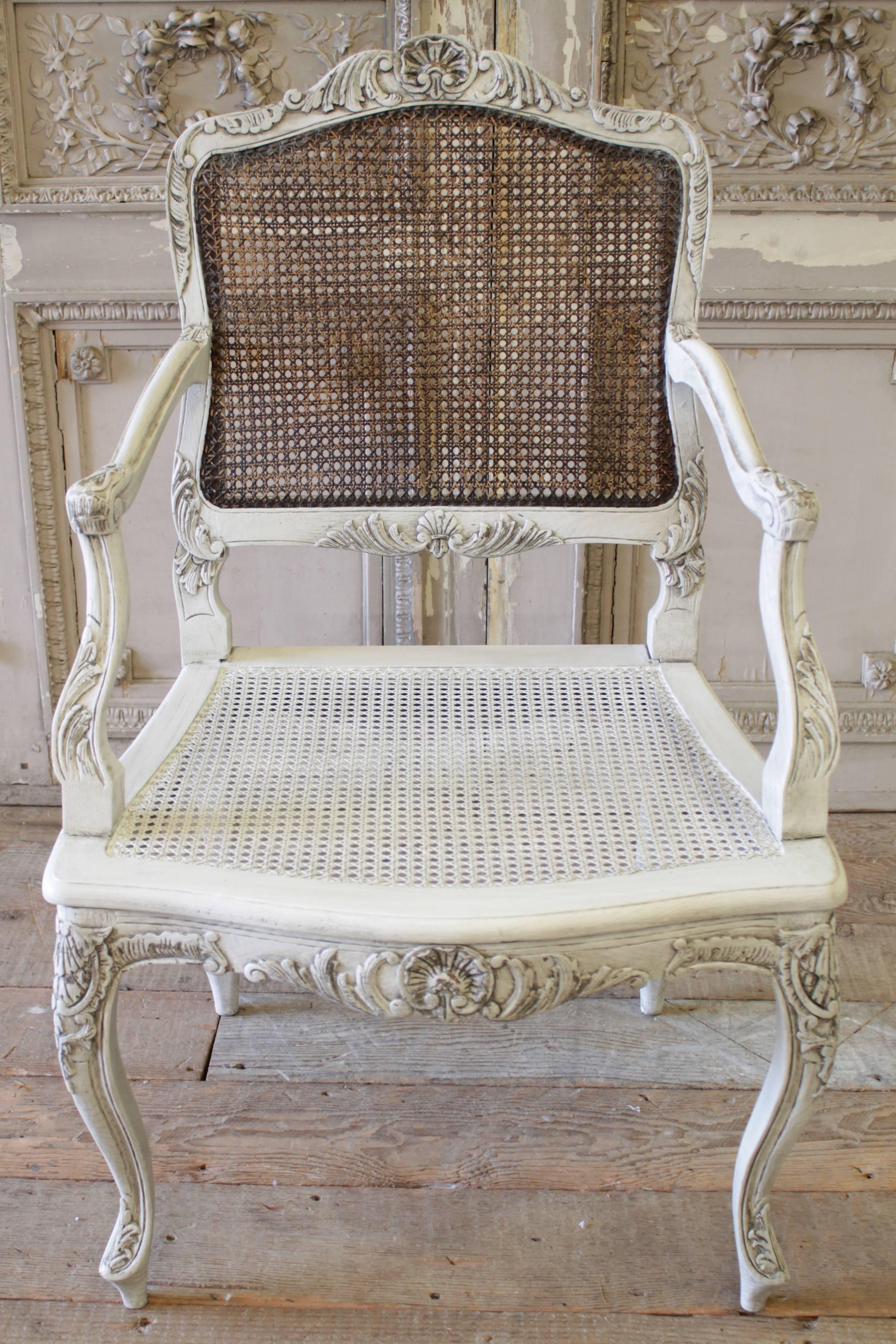 Painted 19th Century French Cane Back Chair 1