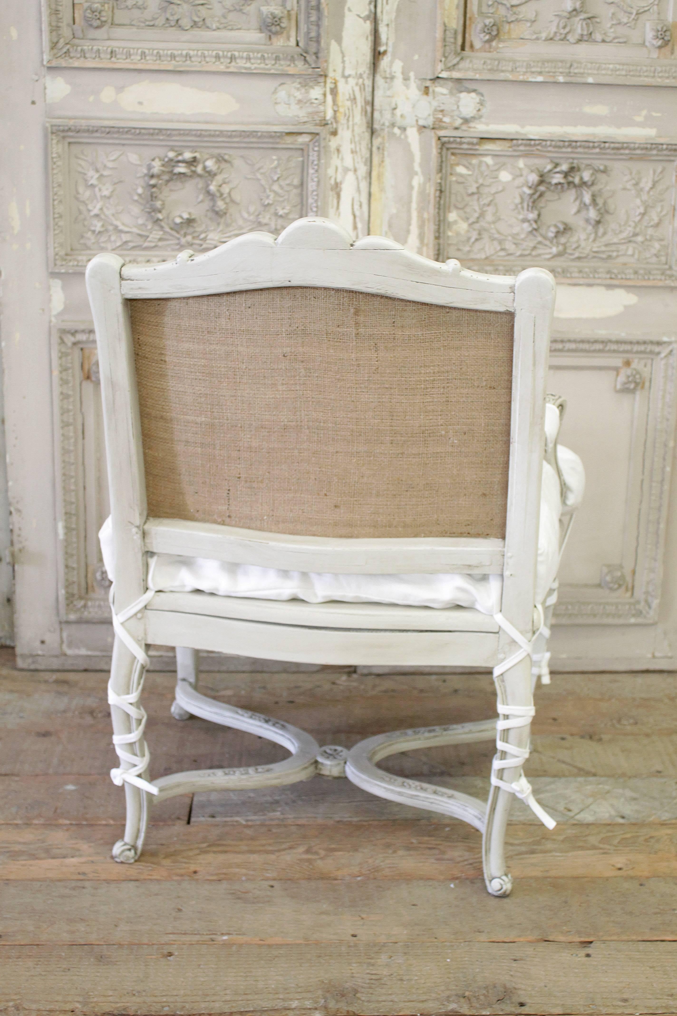 French 19th Century Painted Louis XV Open Armchair