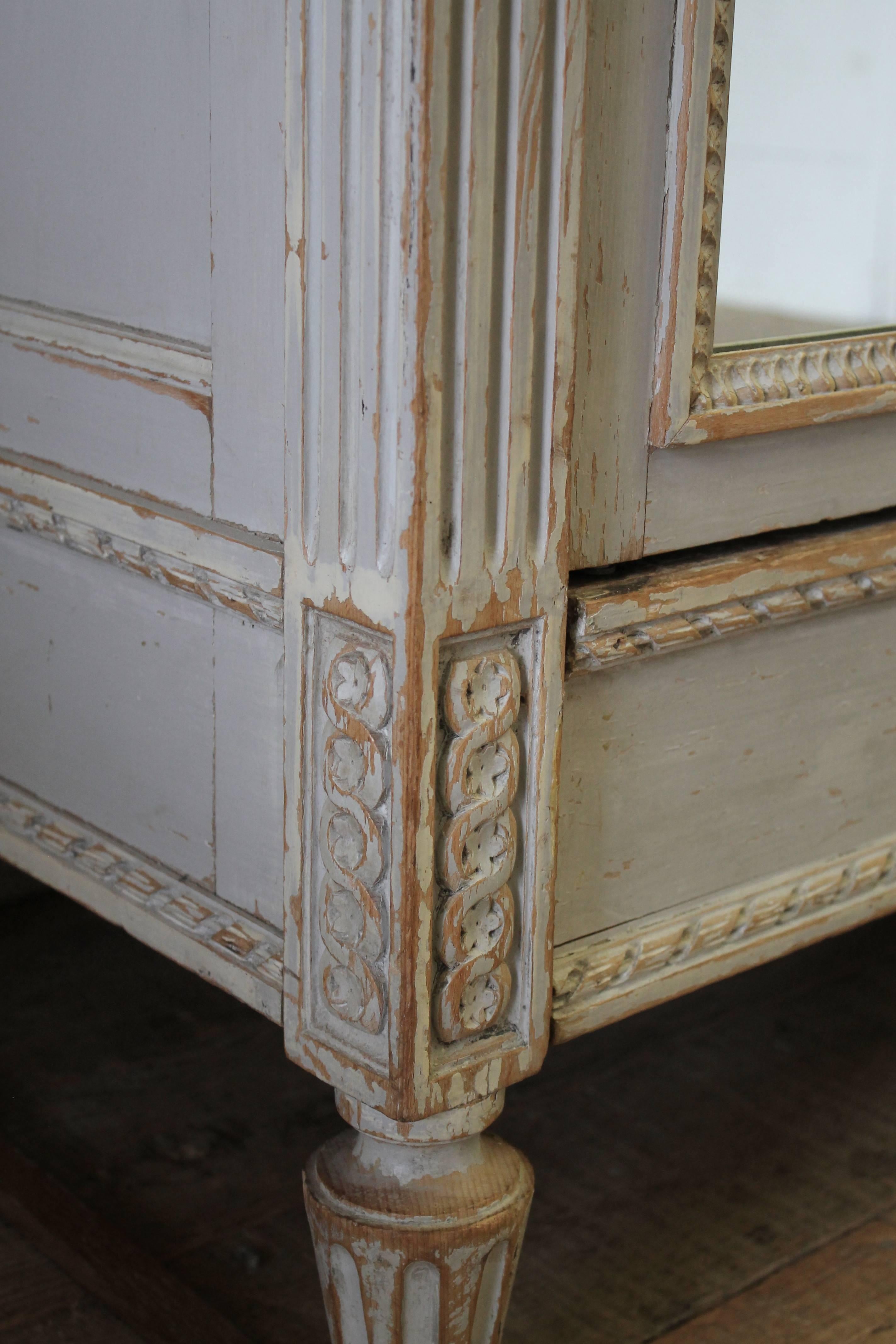 Wood 19th Century Original Painted French Armoire