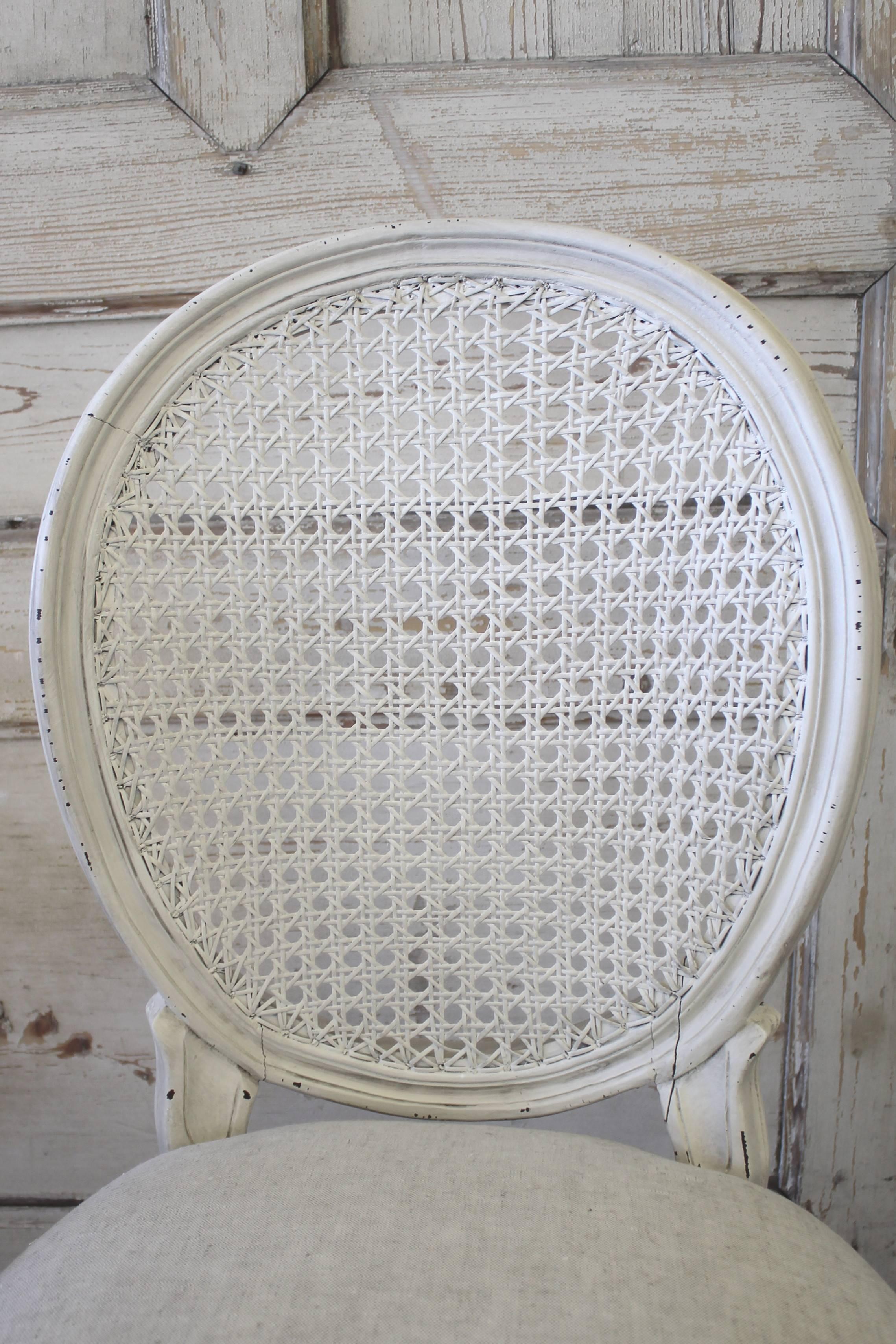 Louis XVI Style Cane Back Dining Chairs In Good Condition In Brea, CA