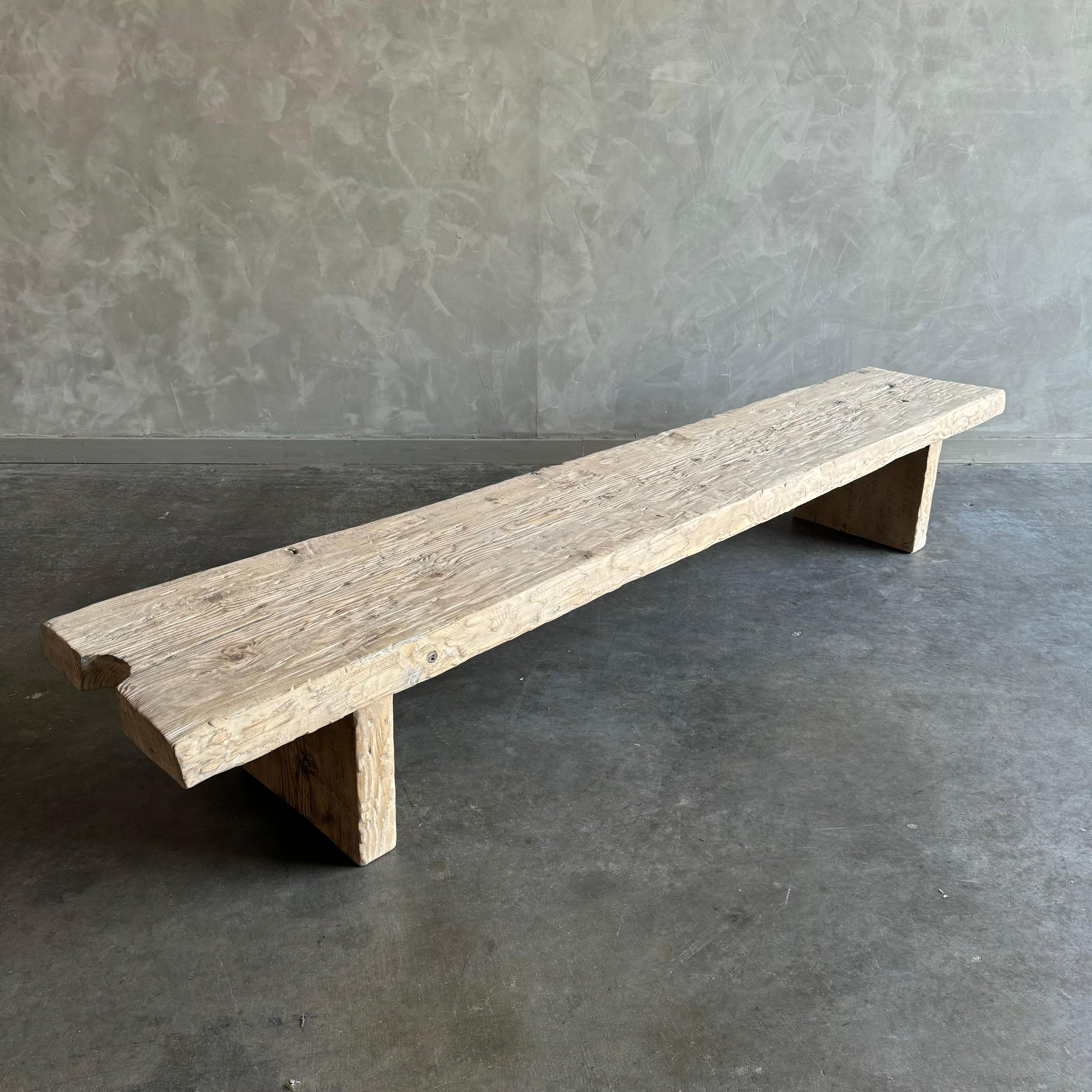 Organique Banc vintage en planches de bois en vente