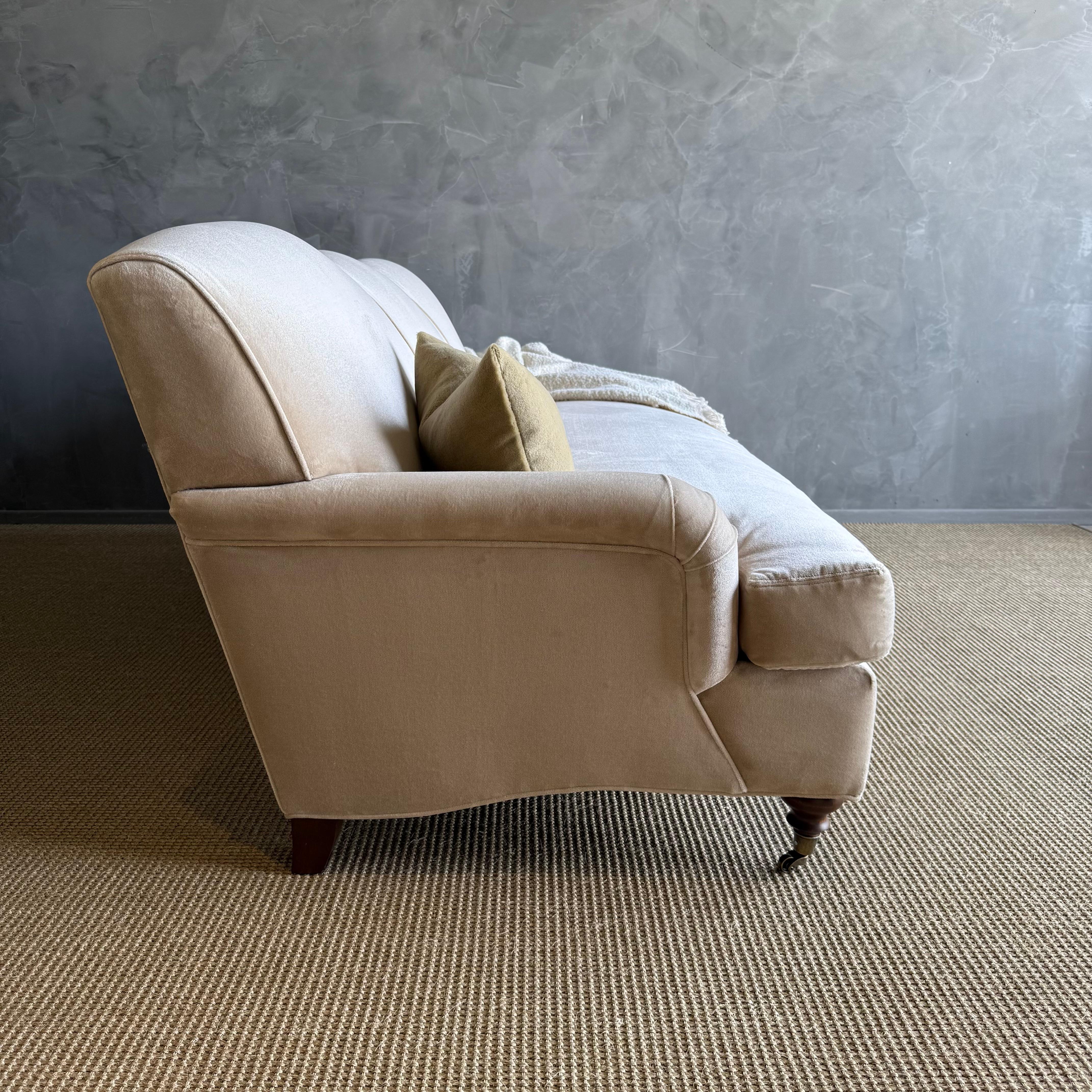 Custom Made Modern English Arm Sofa in Performance Linen Velvet - 72