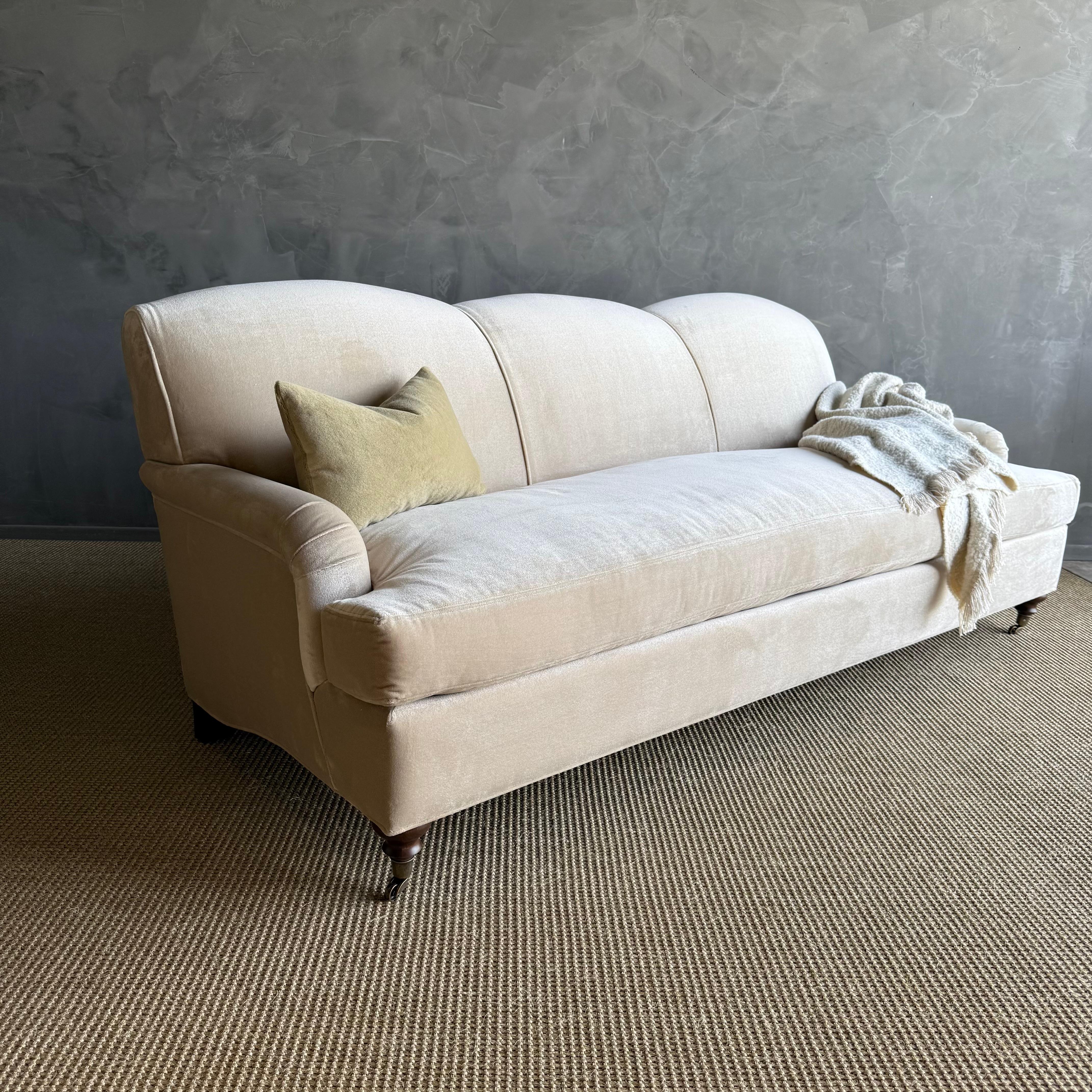 Custom Made Modern English Arm Sofa in Performance Linen Velvet -  96