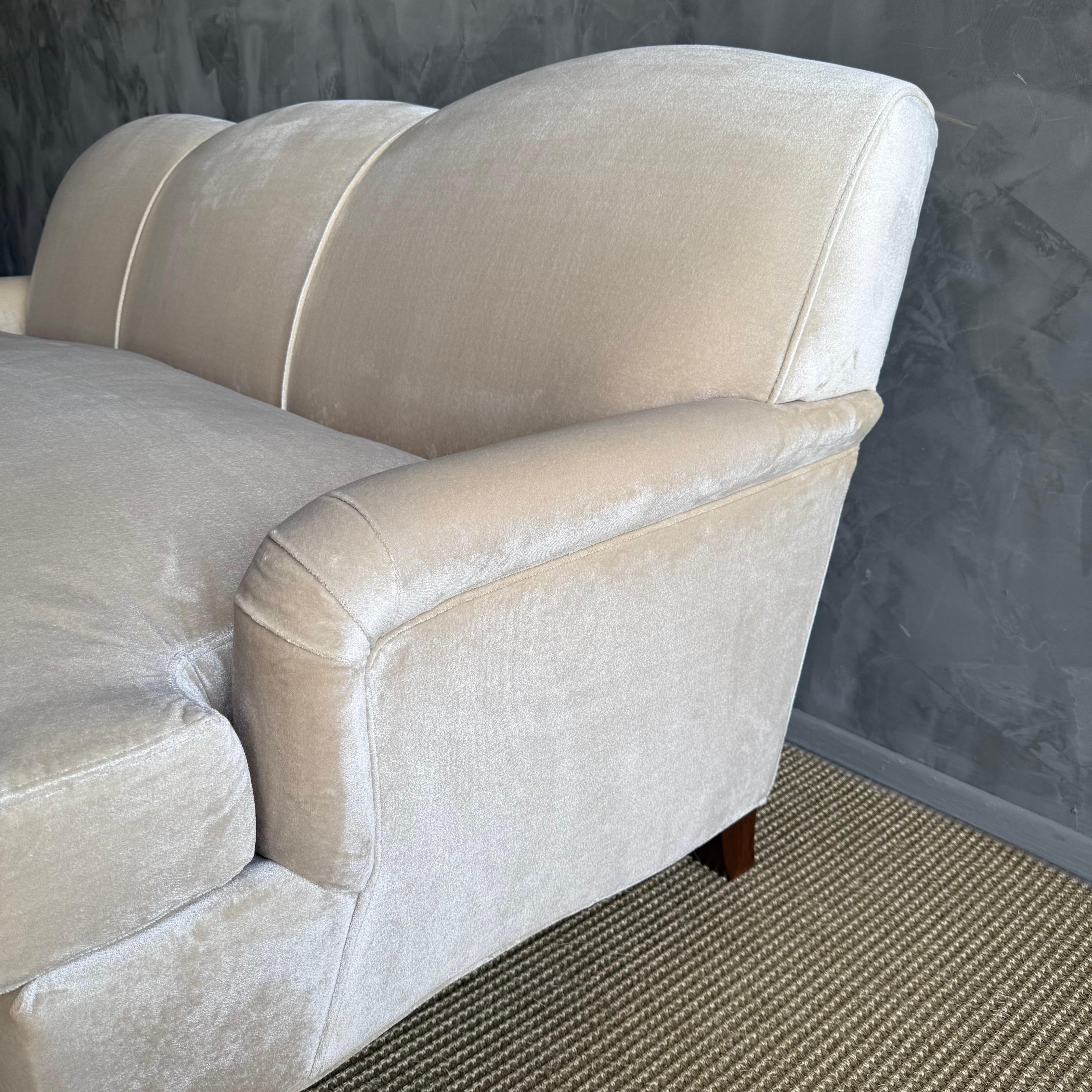 Custom Made Modern English Arm Sofa in Performance Linen Velvet -  110