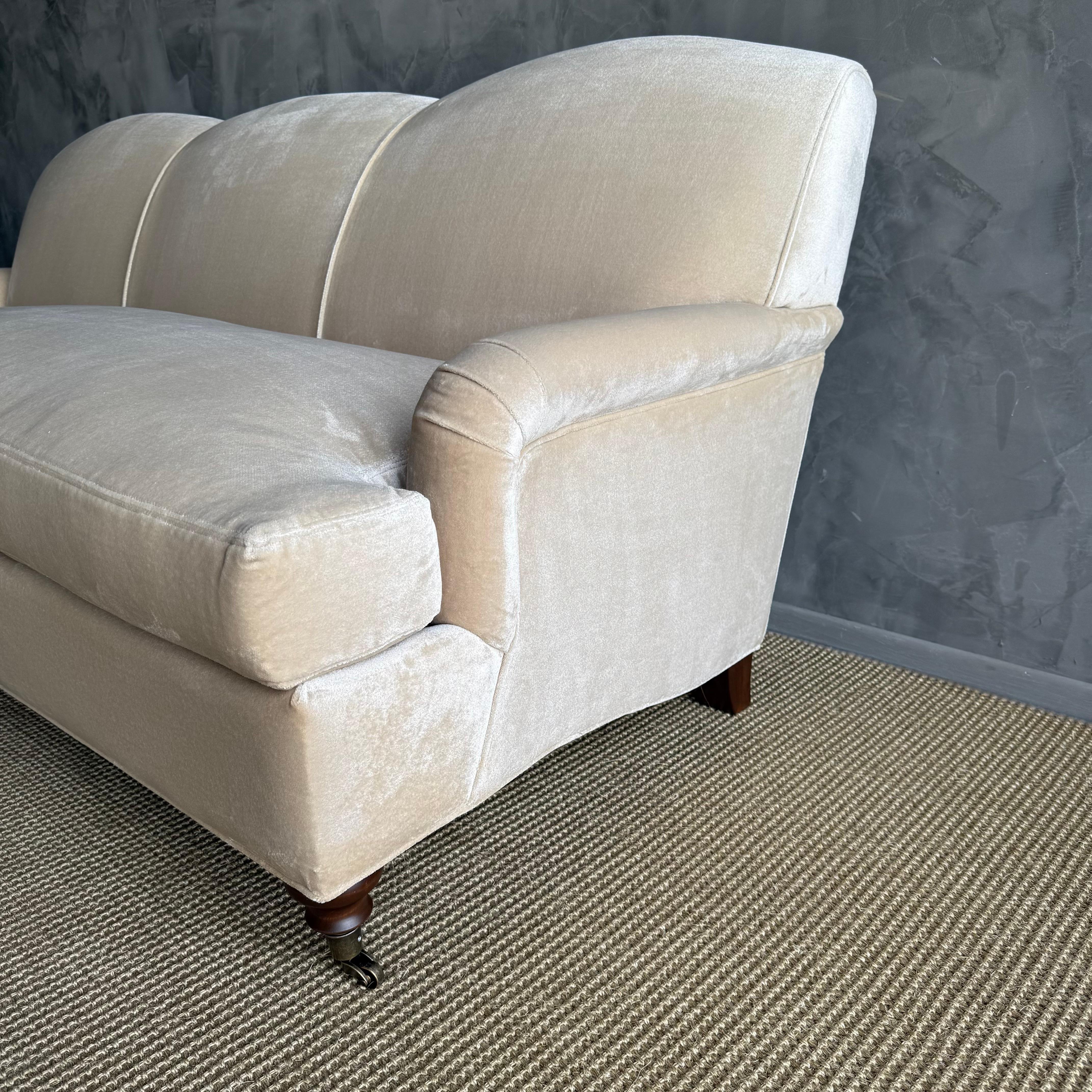 Custom Made Modern English Arm Sofa in Performance Linen Velvet -  110