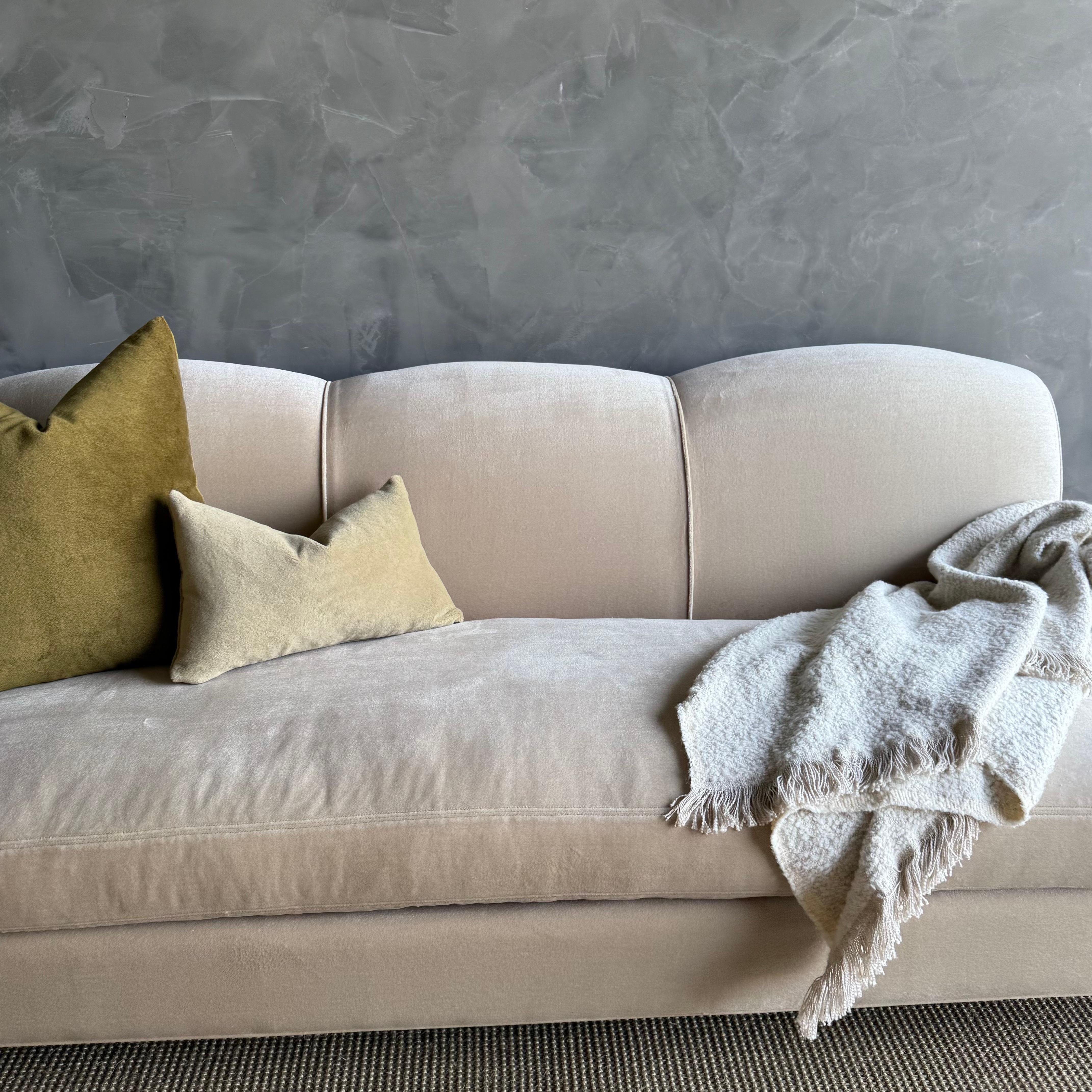 Custom Made Modern English Arm Sofa in Performance Linen Velvet -  110