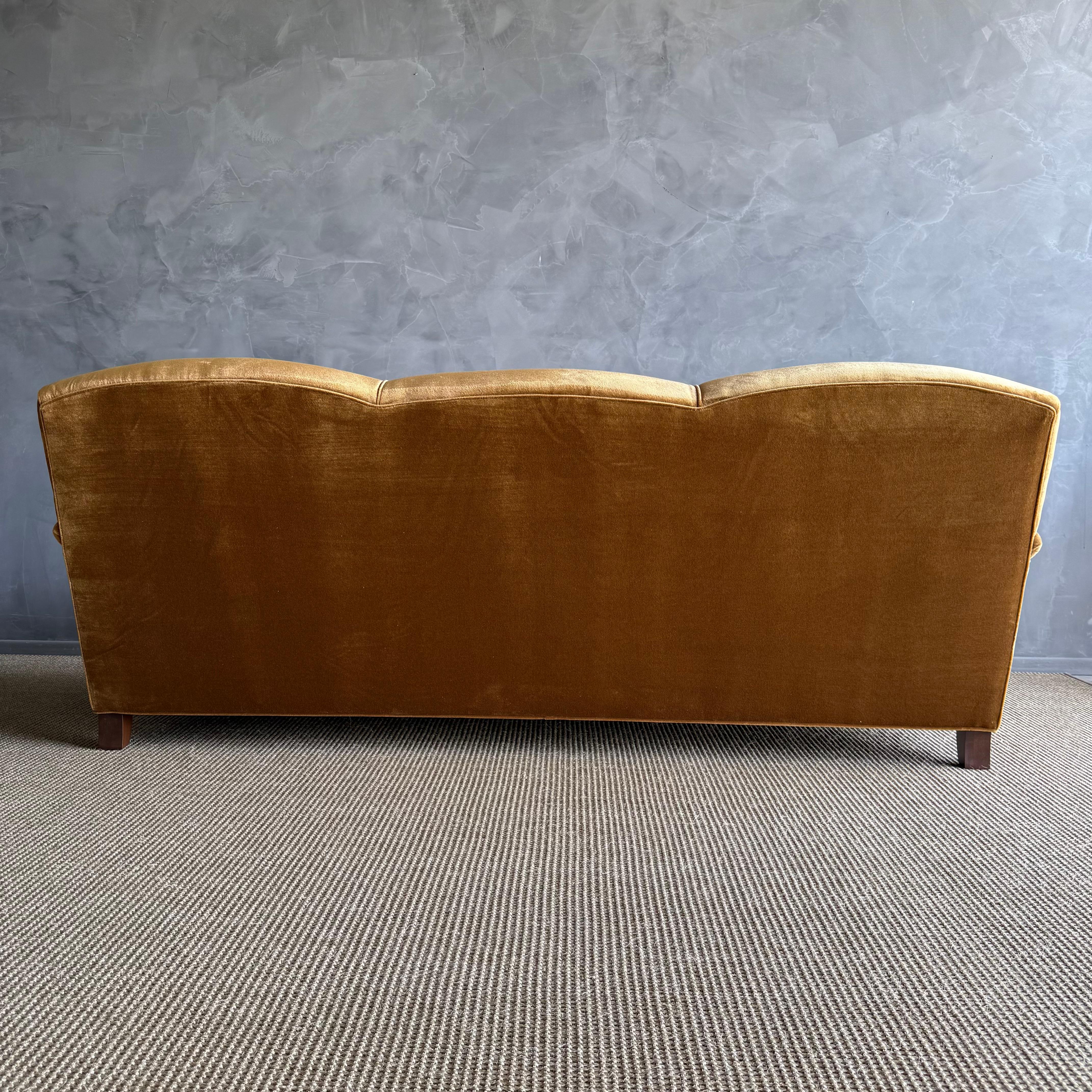 Custom Made Modern English Arm Sofa in Performance Linen Velvet - 96 For Sale 1