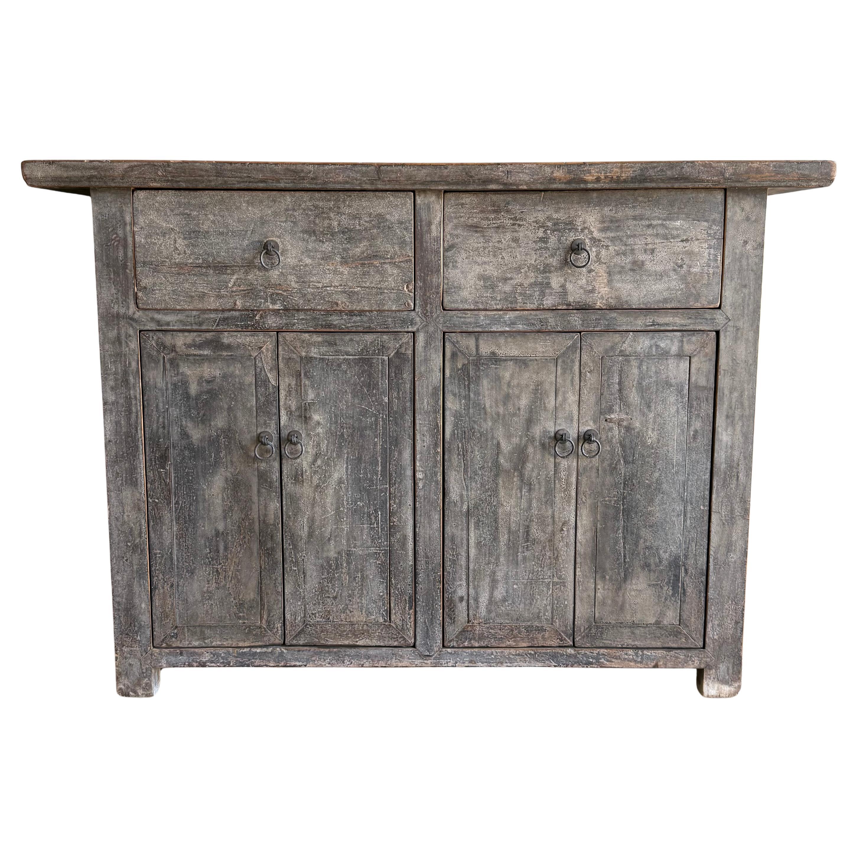 Vintage Painted Sideboard Cabinet with 2 Drawers For Sale