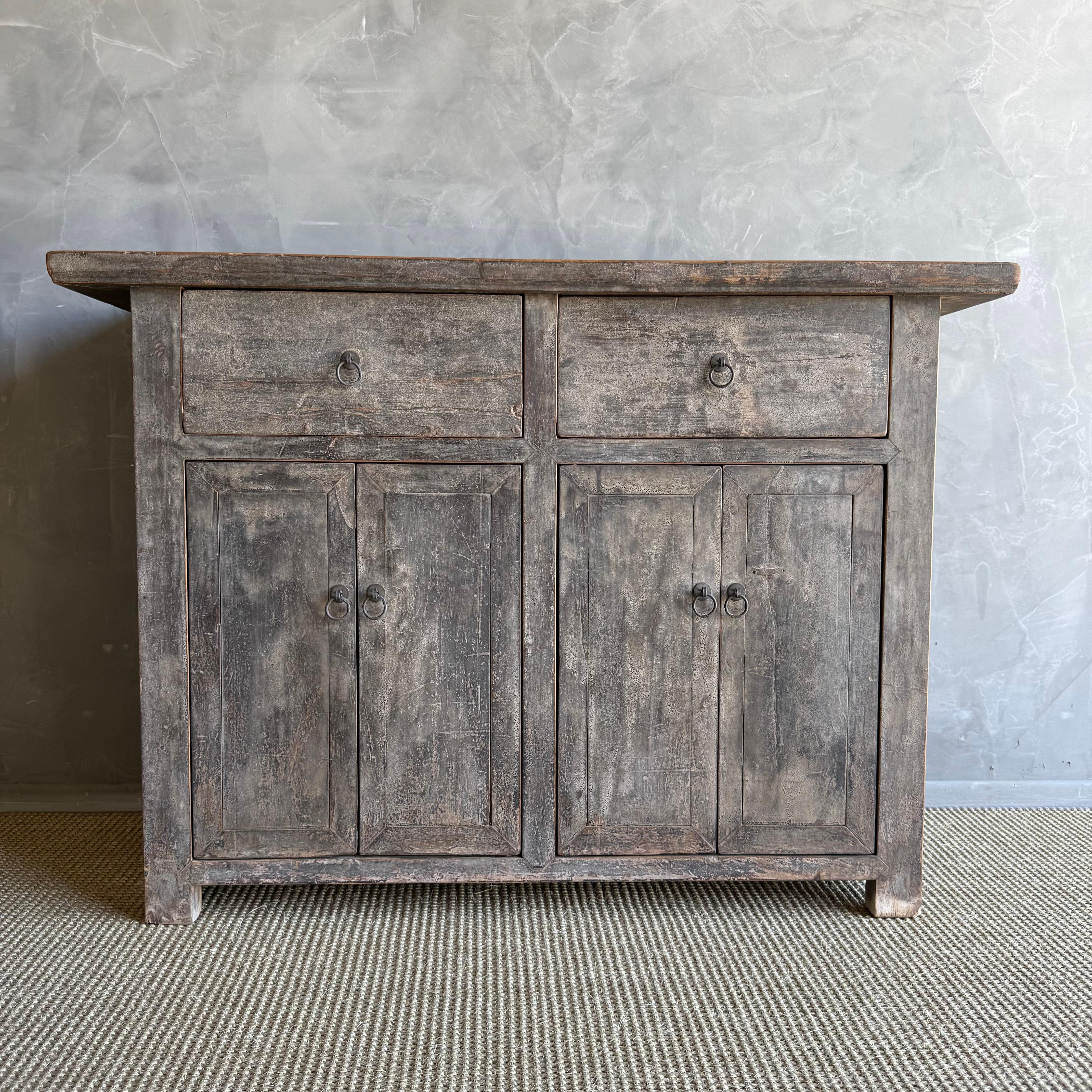 Vintage Painted Sideboard Cabinet with 2 Drawers For Sale 1