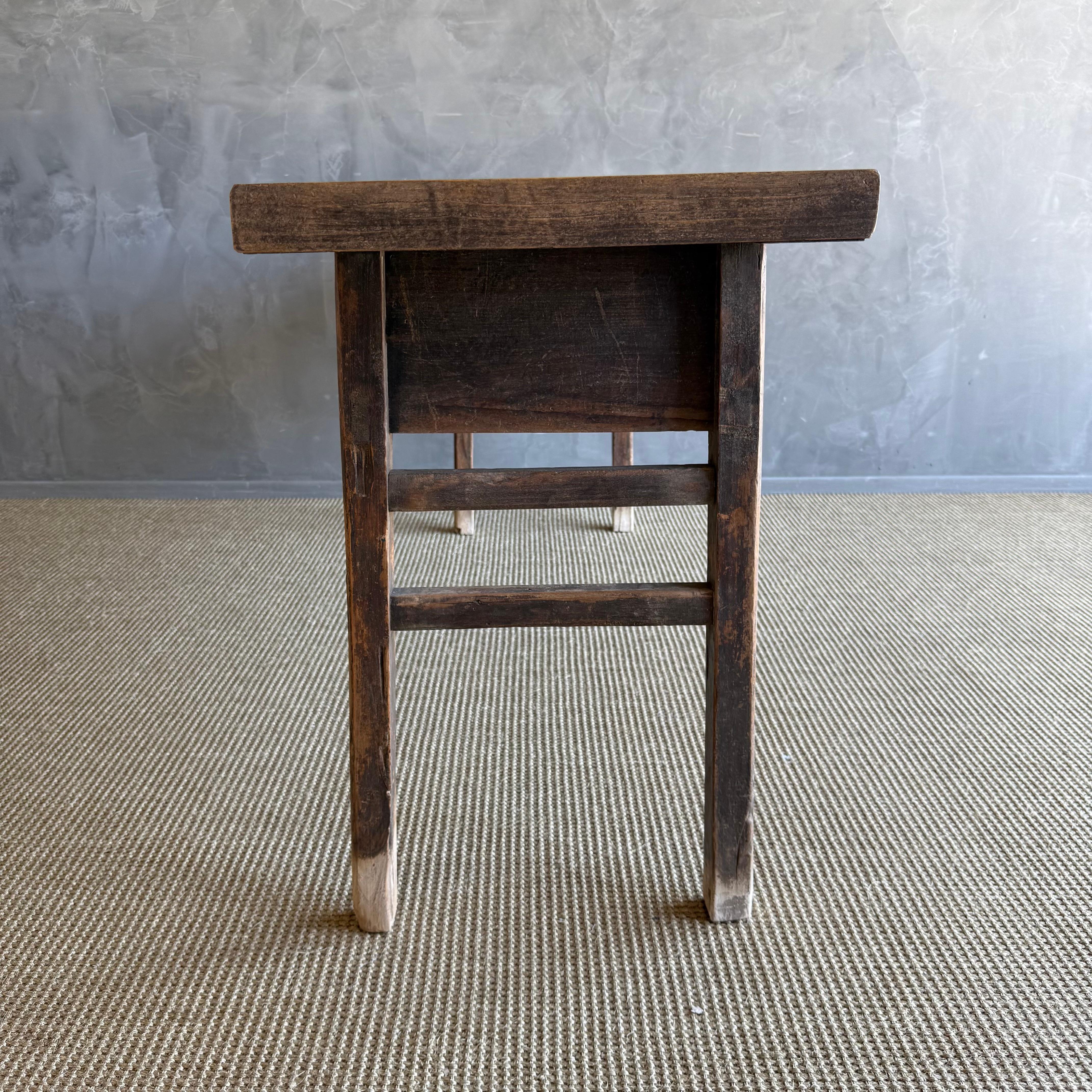 Vintage Elm Wood Painted Console with Drawers For Sale 2