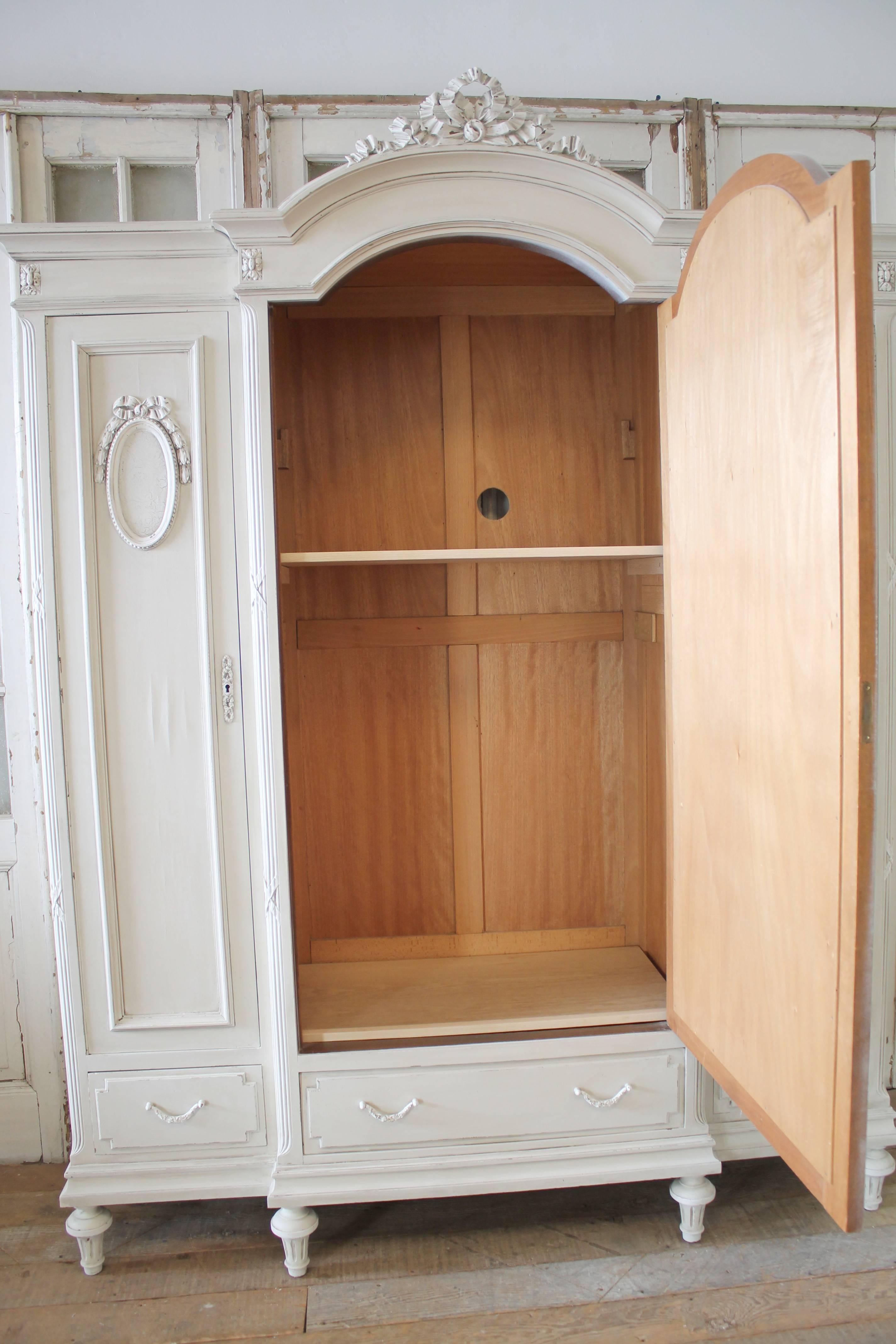 Antique Painted French Country Armoire in the Louis XVI Style  In Good Condition In Brea, CA
