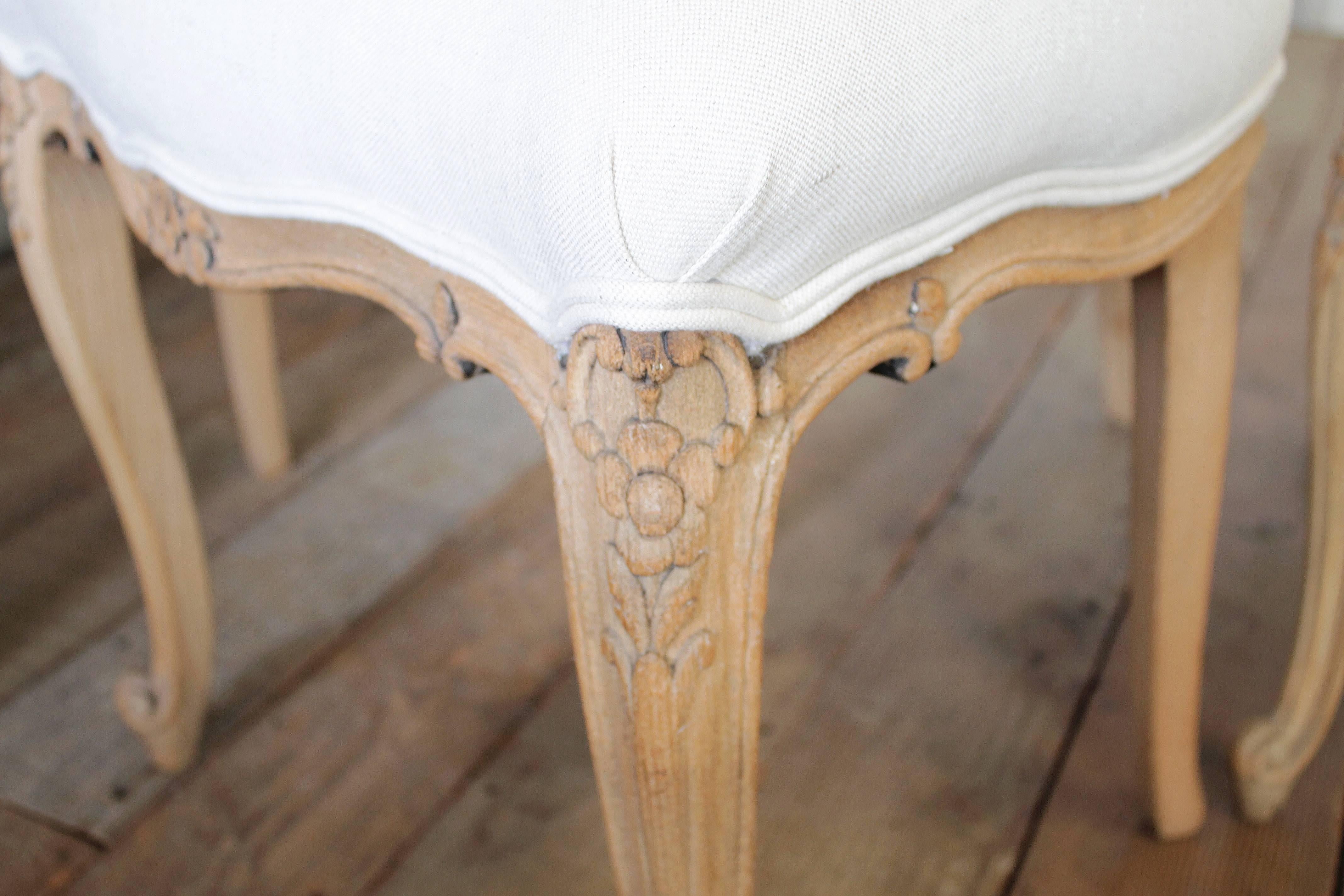 Linen Louis XV Style French Country Dining Chairs