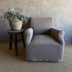 Belgian Stone Washed Linen Slip Covered Chair - Ecorce