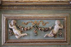 18th Century Painted and Parcel Antique French Cherub Trumeau Mirror