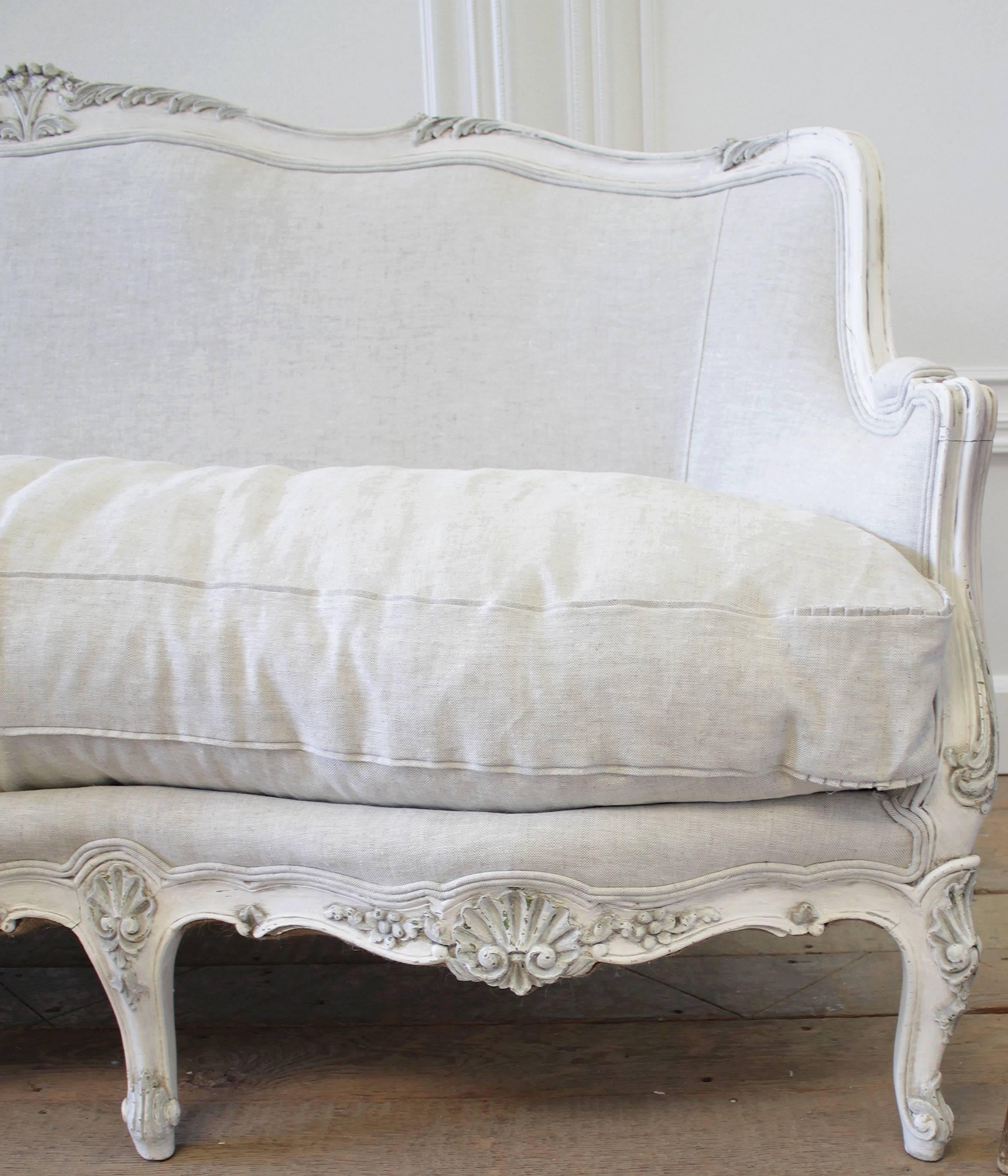 antique french linen sofa