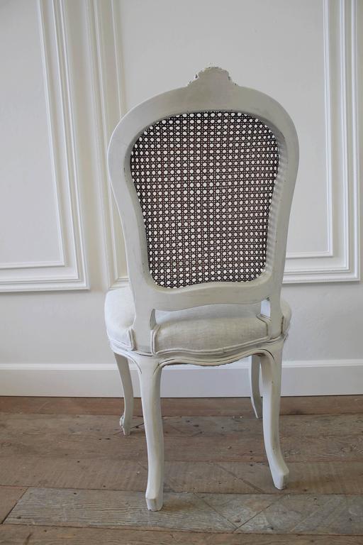 Set of Eight Vintage French Painted Cane Back Dining Chairs at 1stDibs