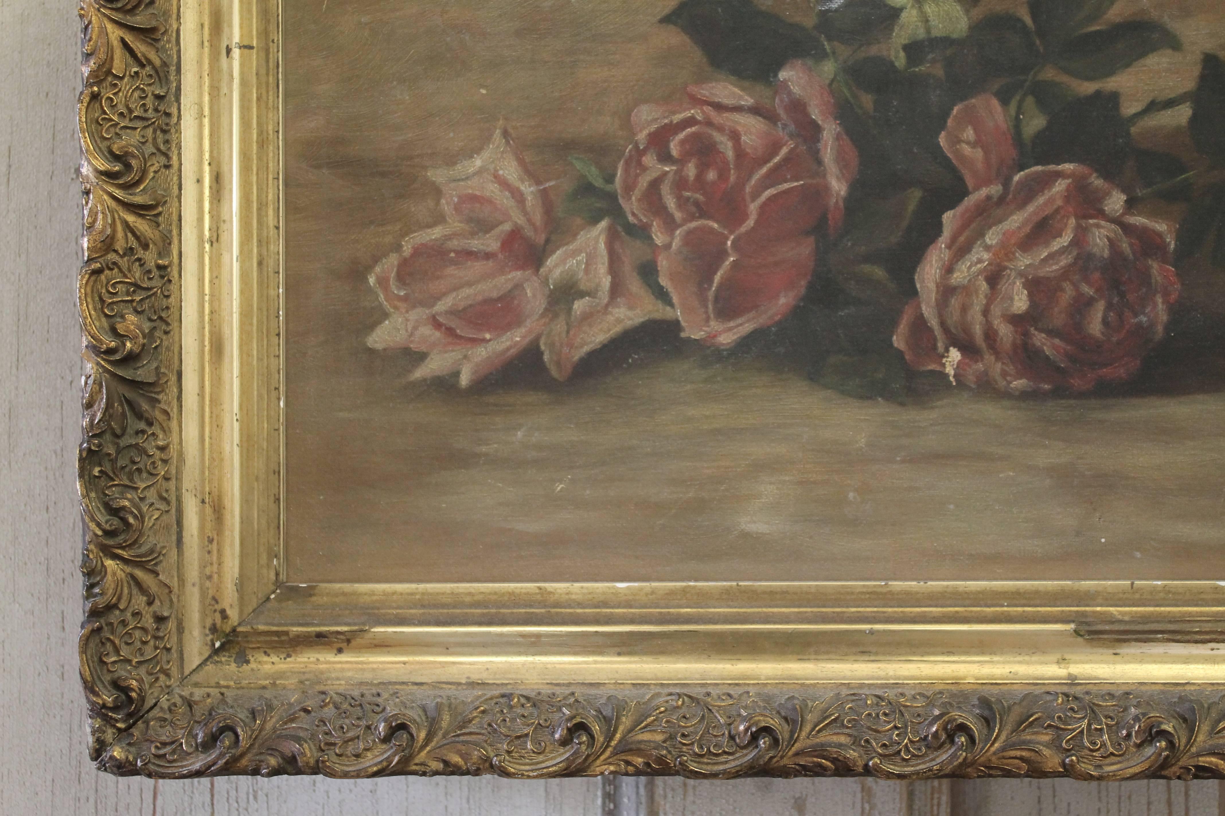 vintage rose oil painting