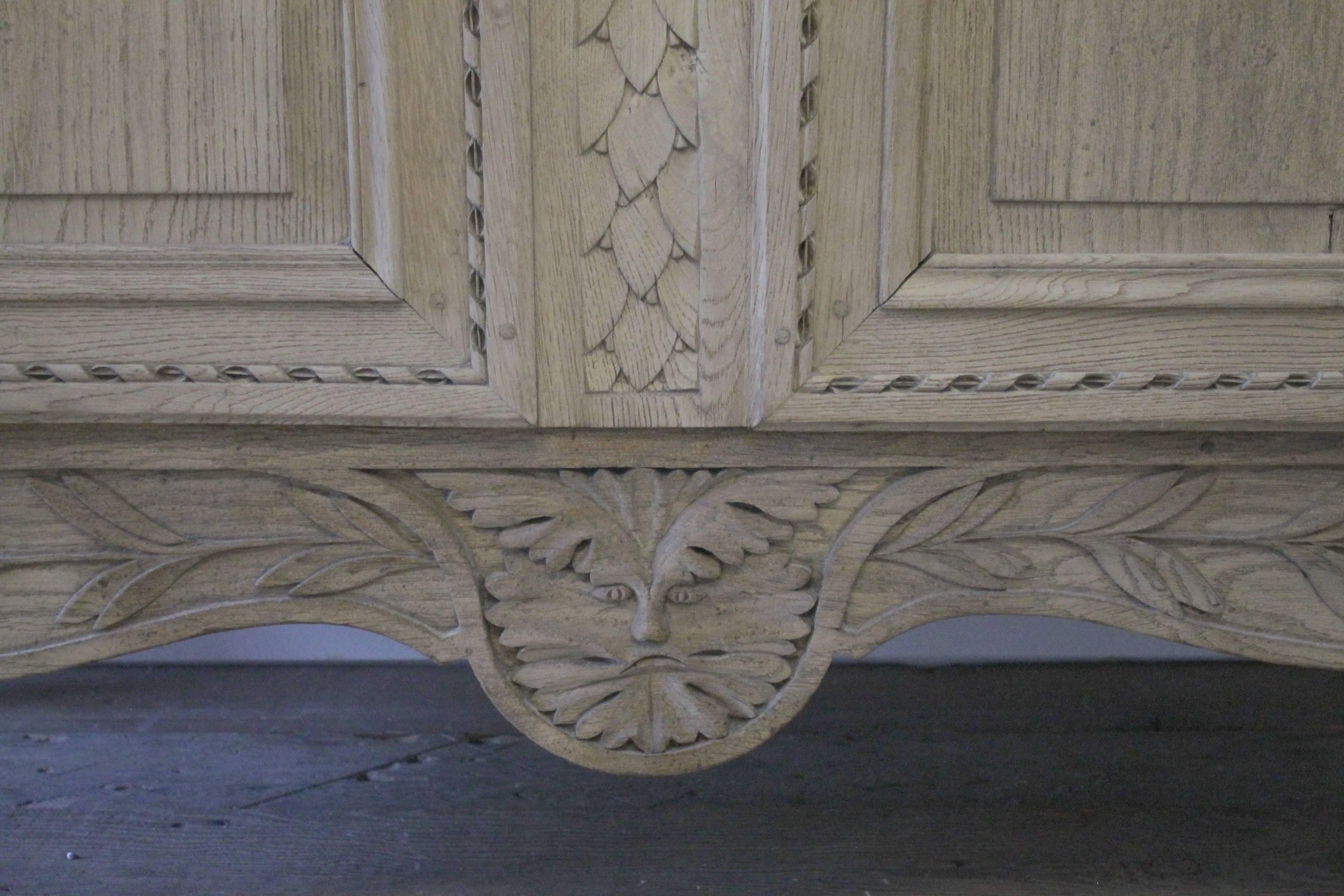 19th Century French Armoire Cupboard with Carved Roses 2