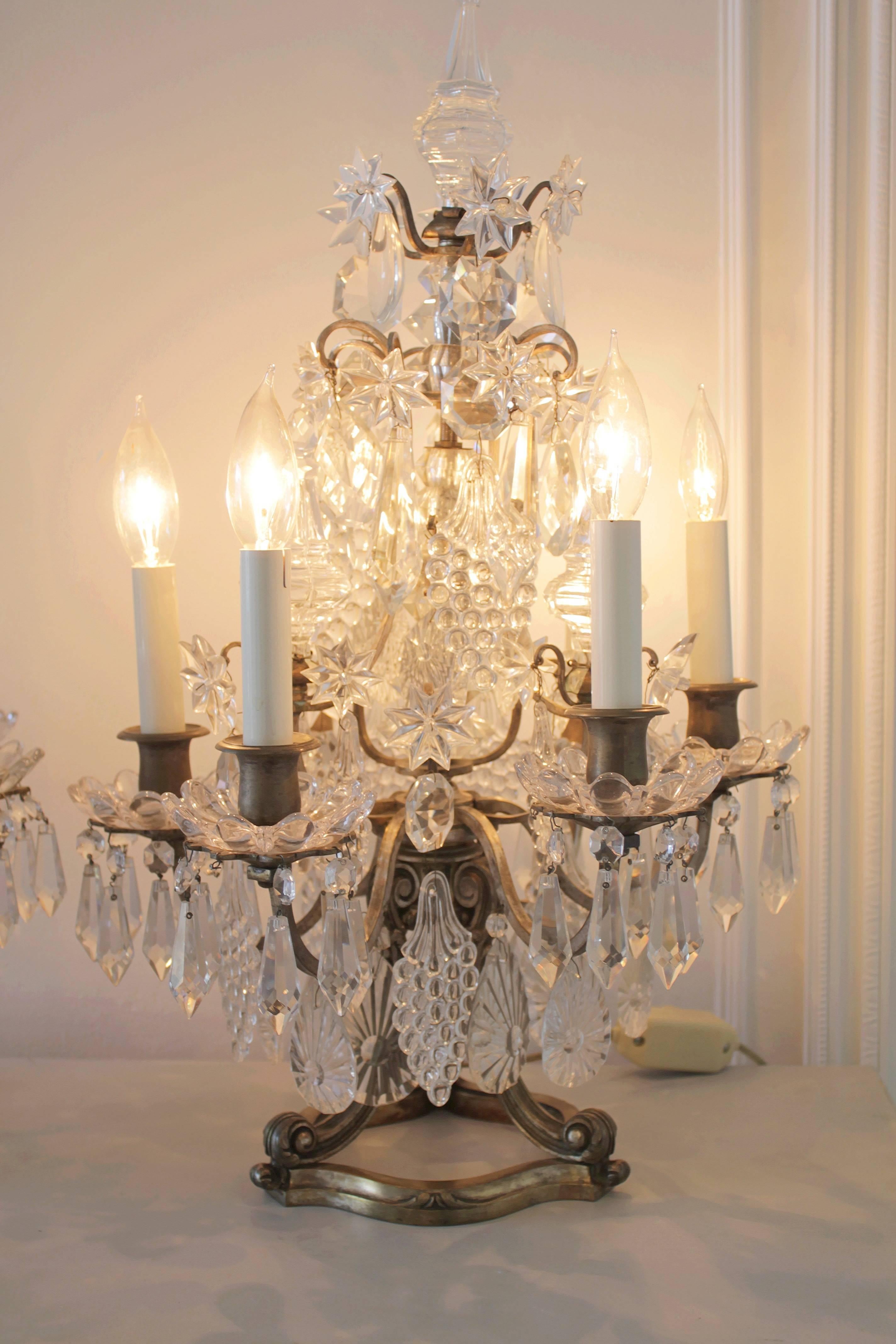 Pair of 19th Century Gilt Bronze and Crystal Candelabra In Good Condition In Brea, CA