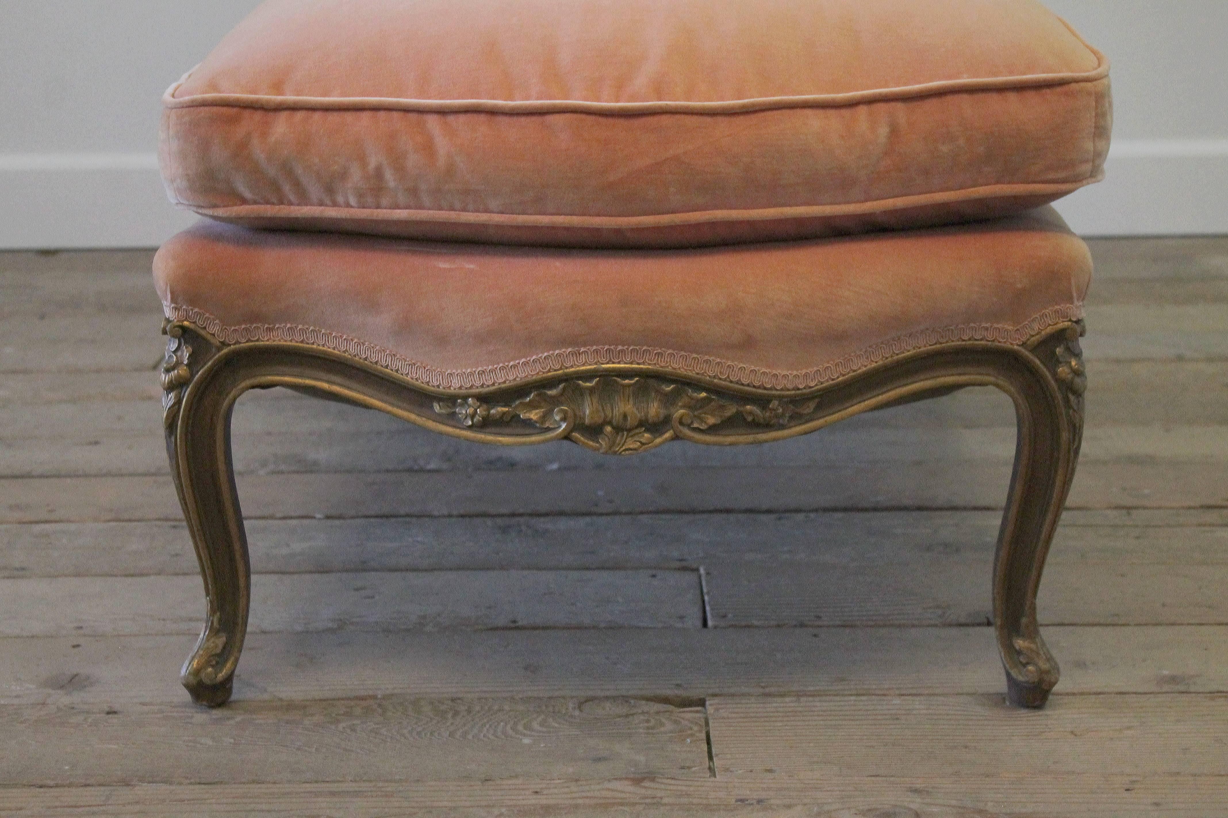 Mid-19th Century 19th Century Antique French Louis XV Style Chaise Longue in Vintage Velvet