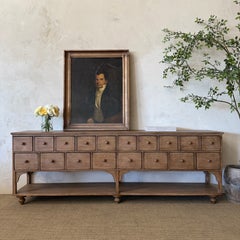Console Lucy en bois d'orme recyclé, 18 tiroirs, finition naturelle