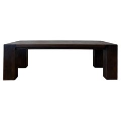 Beam Style Reclaimed 96” Pine Dining Table in Dark Walnut Finish