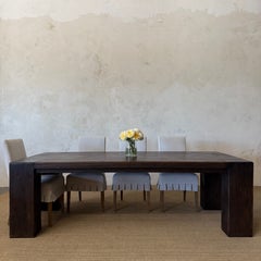 Beam Style Reclaimed 96” Pine Dining Table in Dark Walnut Finish