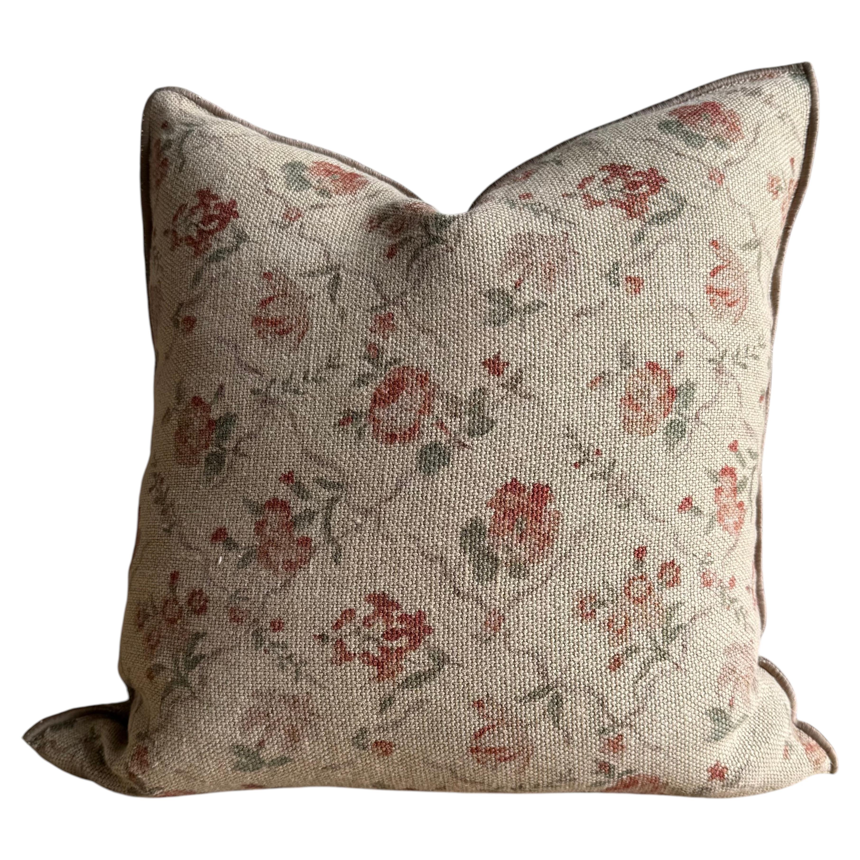 Fodera per cuscino decorativo in lino francese — Jardin Orgeat in vendita