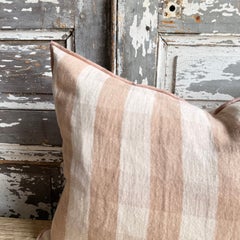 Housse de coussin lombaire en lin français – Vichy Nude