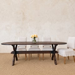 Costa Antique Reclaimed Fir Dining Table with Trestle Style Base Solid Wood 86"