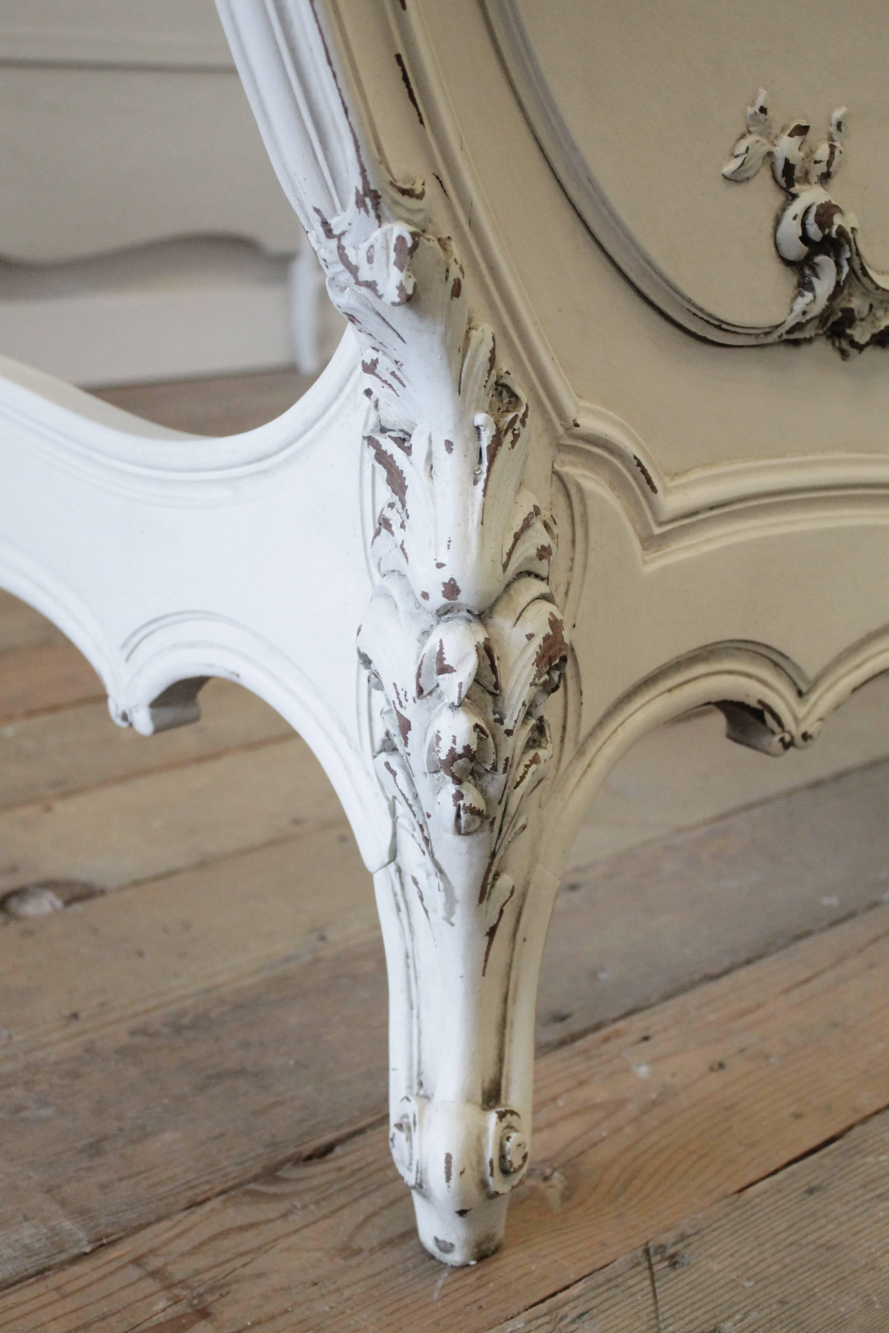 19th Century Rococo Painted Rosewood French Bed in Louis XV Style 3