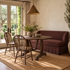 Dresden Banquette Sofa by Bloom Home, Dark Rust Linen, Baroque Style