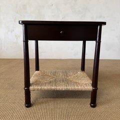 Amber Nightstand by Bloom Home, Dark Mahogany with Rush Shelf