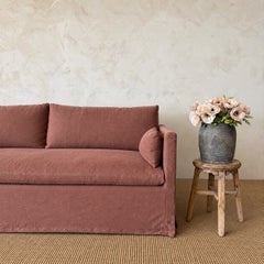 Veles Slip Covered Sofa by Bloom Home, Terracotta Belgian Linen