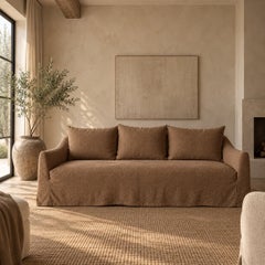 Lyon Sofa by Bloom Home Inc, Belgian Linen, Spice Color, Modern Design