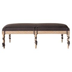 Louis Bench by Bloom Home Inc, Solid White Oak & Belgian Linen