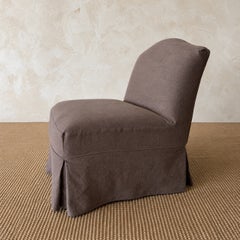 Fauteuil sans accoudoirs Kosa, recouvert d'une housse en 100 % pur lin belge - couleur « Bark »