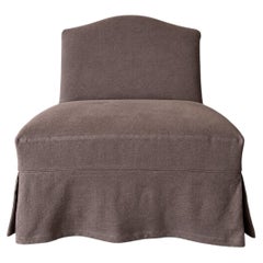 Fauteuil sans accoudoirs Kosa, recouvert d'une housse en 100 % pur lin belge - couleur « Bark »