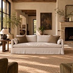 Veles Slip Covered Sofa by Bloom Home Inc in Greige Belgian Linen