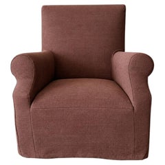 Regent Chair Slip Covered in Belgian Linen- Dark Rust