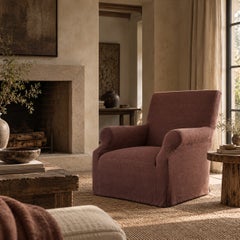 Regent Chair Slip Covered in Belgian Linen- Dark Rust