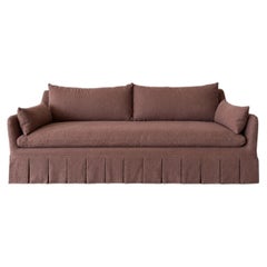 Parisian Sofa by Bloom Home Inc, Belgian Dark Rust Linen, Pleated Skirt Design