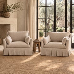 Parisian Chair Slip Covered in Belgian Linen- Oyster