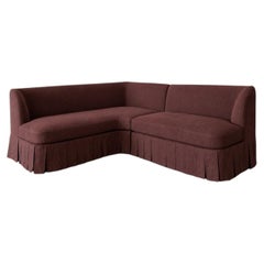 Dresden Banquette 2- Piece Slip Covered in Dark Rust Linen