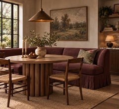 Dresden Banquette 2- Piece Slip Covered in Dark Rust Linen