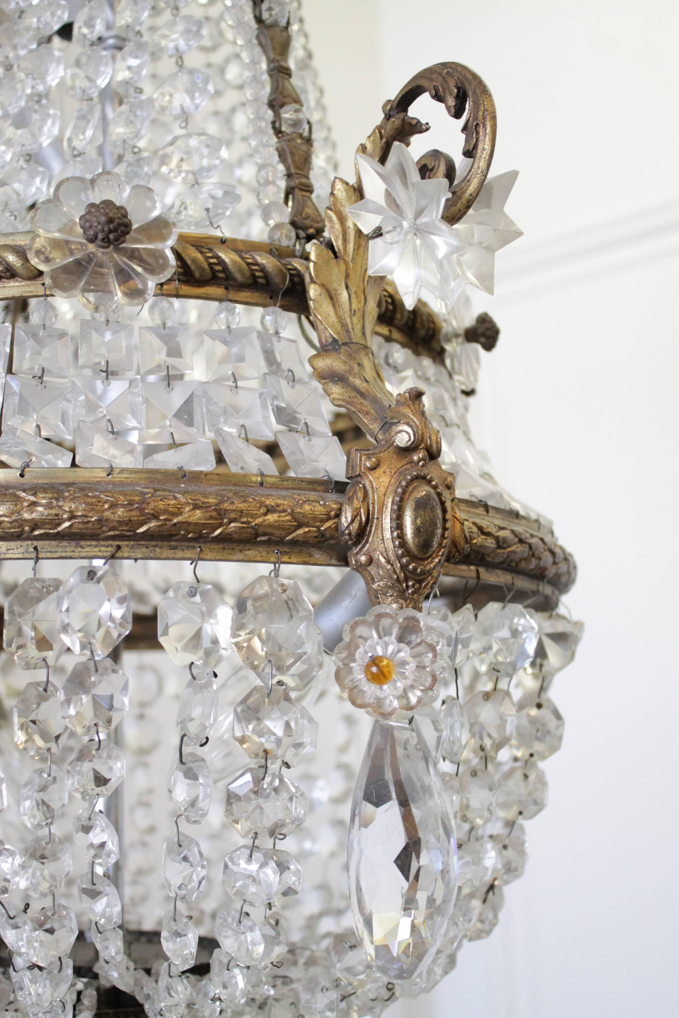 Louis Philippe 19th Century Gilt Bronze Empire Chandelier with Crystals